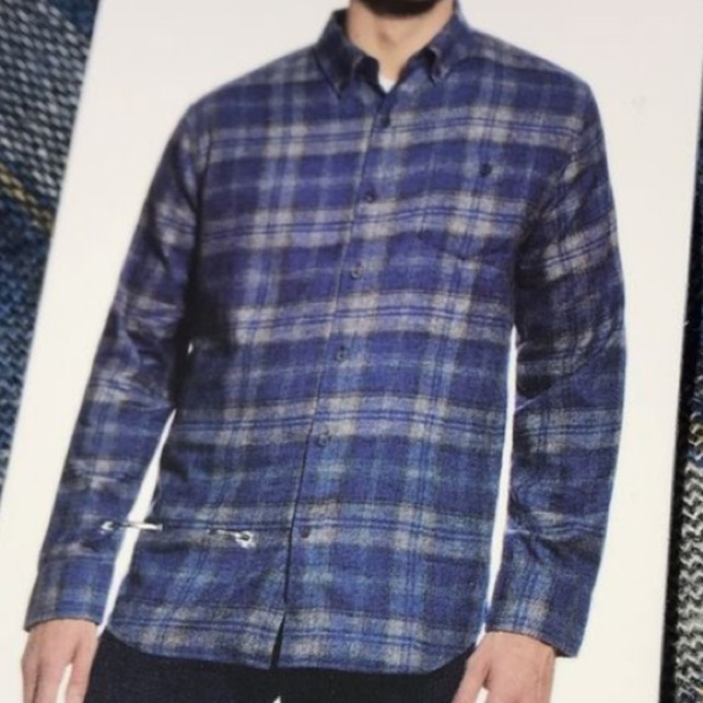 Weatherproof Mens Lightweight Plaid Flannel Long Sleeve Shirt BLUE,